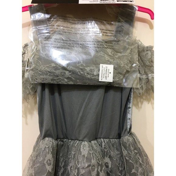 Ghost Bride Halloween Costume Girls M Spooky Skeleton Heart Dress Gothic Cosplay - Picture 5 of 9